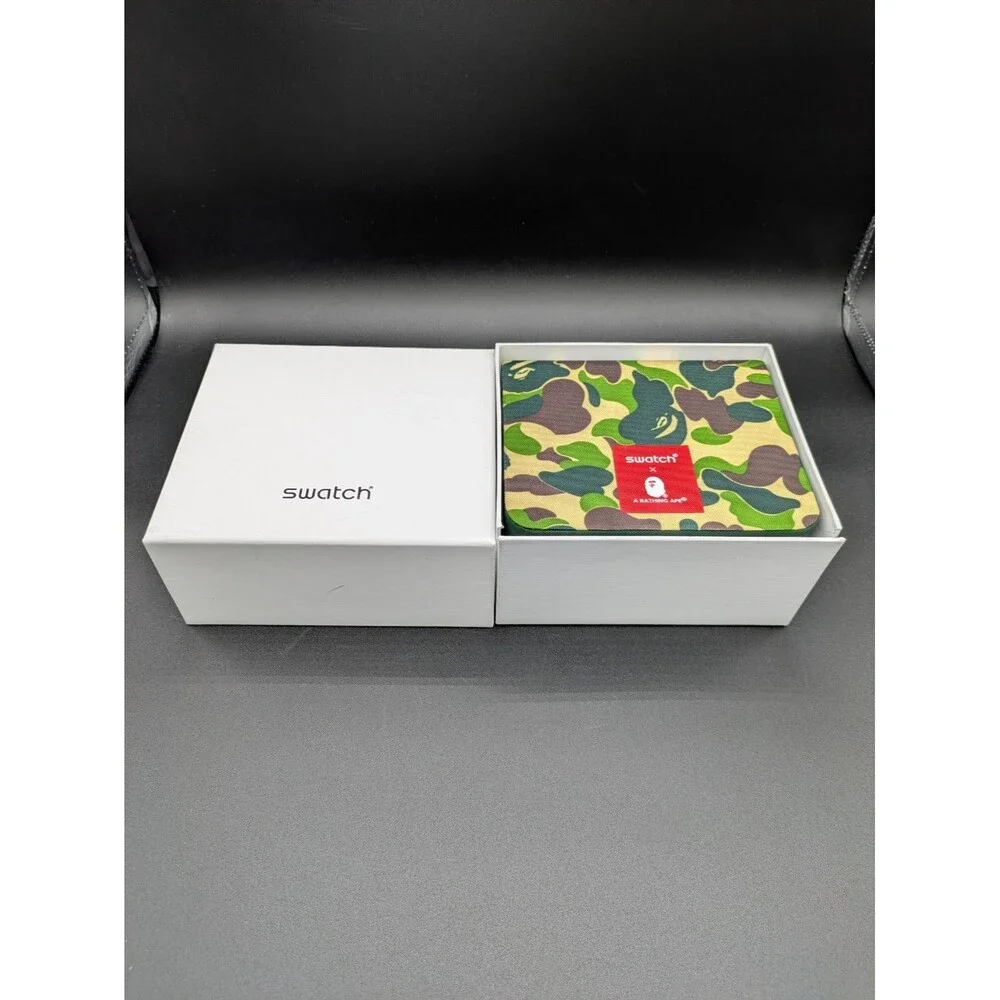 Swatch X A Bathing Ape Big Bold Gray Camo Men's Watch SO27Z710 New Complete